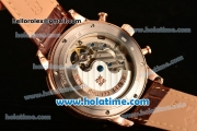 Patek Philippe Grand Complication Asia R10-Tourbillon Automatic Rose Gold Case with White Dial Roman Numeral Markers and Brown Leather Strap