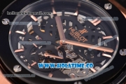 Hublot Classic Fusion Asia 6497 Manual Winding Rose Gold Case with Skeleton Dial PVD Bezel and Stick Markers