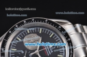 Omega Speedmaster Miyota Quartz Black Bezel with Black Dial-Light Green Stick Markers and White Hands