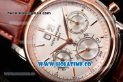 Patek Philippe Grand Complication Chrono Miyota OS20 Quartz Steel Case with White Dial and Rose Gold Bezel