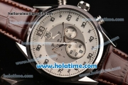 Tag Heuer Mikrograph Chrono Miyota OS10 Quartz Steel Case with Brown Leather Strap and White/Grey Dial