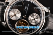IWC Portuguese Tourbillon Hand-Wound Swiss Tourbillon Manual Winding Steel Case with Black Leather Strap and Black Dial (FT)