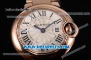 Cartier Ballon Bleu De Small Swiss Quartz Rose Gold Case/Bracelet with Silver Dial and Black Roman Numeral Markers