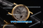 Breguet Classique Power Reserve Sea-Gull ST2153 Automatic Yellow Gold Case with Silver Dial and Black Leather Strap Roman Numeral Markers