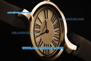 Cartier d'Art Swiss Quartz Steel Case with White Dial and Black Leather Strap