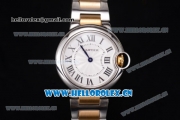 Cartier Ballon Bleu Medium Miyota OS2035 Quartz Two Tone Case/Bracelet with White Dial and Roman Numeral Markers