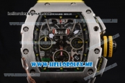 Richard Mille RM 011 Felipe Massa Flyback Swiss Valjoux 7750 Automatic Steel Case with Skeleton Dial and Yellow Leather Strap Yellow Markers