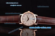 Vacheron Constantin Patrimony Swiss ETA 2836 Automatic Rose Gold Case with Stick Markers White Dial and Brown Leather Strap
