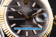 Rolex Datejust Clone Rolex 3135 Automatic Two Tone Case/Bracelet with Grey Dial and Stick Markers (BP)