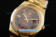 Rolex Day-Date II Automatic Movement Full Gold with Green Markers and Black Dial