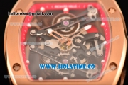 Richard Mille RM 038 Asia Automatic Rose Gold Case with Skeleton Dial and Red Rubber Strap