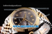 Rolex Datejust II Asia 2813 Automatic Two Tone Case/Bracelet with Brown Dial and Diamonds Markers (BP)