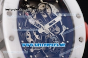 Richard Mille RM 055 Miyota 9015 Automatic Ceramic Case with Skeleton Dial and Dot Markers White Rubber Strap