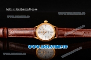 Rolex Cellini Time Asia 2813 Automatic Yellow Gold Case White Dial Brown Leather Strap and Stick/Roman Numeral Markers