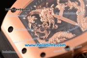 Richard Mille Tourbillon RM 057 Dragon Swiss ETA 2824 Automatic Rose Gold Case with Black Rubber Strap and Dragon Dial