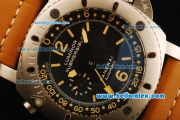 Panerai Pam 193 Luminor Submersible Automatic Movement Black Dial with Orange Markers and Orange Leather Strap