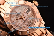 Rolex Lady-Datejust Pearlmaster Swiss ETA 2671 Automatic Full Rose Gold with White MOP Dial and Roman Numeral Markers