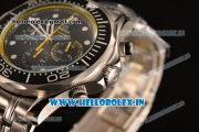 Omega Seamaster Diver 300M Chrono Miyota OS20 Quartz Full Steel with Black Dial and Yellow Inner Bezel