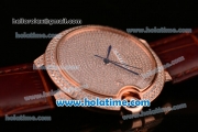 Cartier Ballon Bleu de Cartier Swiss ETA 2892 Automatic Rose Gold Case with Brown Leather Strap and Diamond Dial