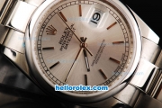 Rolex Datejust Oyster Perpetual Chronometer Automatic ETA Coating Case with Stick Markers and SS Strap