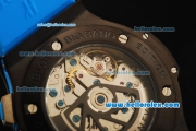 Hublot Big Bang Chronograph Swiss Valjoux 7750 Automatic Movement PVD Case with Blue Diamond Bezel and Blue Rubber Strap