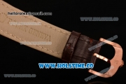 Rolex Cellini Time Asia 2813 Automatic Rose Gold Case with Brown Leather Strap Stick Markers and Black Dial (BP)