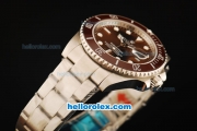 Rolex Submariner Swiss ETA 2836 Automatic Movement Steel Case and Strap with Brown Dial and Brown Ceramic Bezel