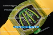 Richard Mille RM 59-01 Miyota 9015 Automatic Carbon Nanotubes Case with Skeleton Dial Green Inner Bezel and Yellow Rubber Strap