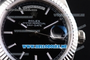Rolex Day-Date Asia 2813 Automatic Stainless Steel Case/Bracelet with Black Dial and Stick Markers (BP)