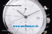 Junghans Max Bill Chronoscope Miyota OS10 Quartz PVD Case White Dial Brown Leather Strap and Stick Markers