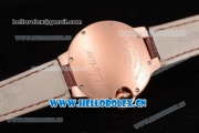 Cartier Ballon Bleu Medium Asia Automatic Rose Gold Case with Beige Dial Brown Leather Strap and Roman Numeral Markers (YF)