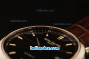 Patek Philippe Calatrava Swiss ETA 2824 Automatic Steel Case with Black Dial and Brown Leather Strap