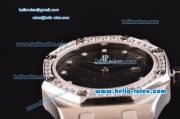 Audemars Piguet Royal Oak Lady Miyota OS2035 Quartz Steel Case with Diamond Bezel and Black Dial