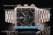 Tag Heuer Monaco Calibre 12 Chrono Miyota OS20 Quartz Full Steel with Black Dial and Silver Stick Markers