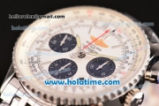 Breitling Navitimer 01 Chrono Swiss Valjoux 7750 Automatic Full Steel with White Dial and Stick Markers - 1:1 Original Best Edition