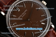 Patek Philippe Calatrava Miyota Quartz Steel Case with Silver Stick Markers and Brown Dial