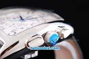 Franck Muller Casablanca Quartz Movement with White Dial and Silver Case-Leather Strap