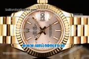 Rolex Datejust Swiss ETA 2671 Automatic Yellow Gold Case with Sliver Dial Stick Markers and Yellow Gold Bracelet (BP)