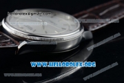 Rolex Cellini Clone Rolex 3132 Automatic Steel Case with Silver Dial Brown Leather Strap - (BP)