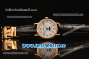 Breguet Classique Miyota 9015 Automatic Yellow Gold Case with White Dial Black Leather Strap and Diamonds Bezel