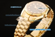 Rolex Datejust Automatic Movement ETA Coating Case with Gold Case and Strap-Black Dial