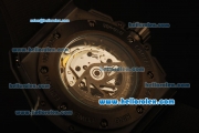 Hublot King Power Swiss Valjoux 7750 Automatic PVD Case with Skeleton Dial and Black Rubber Strap-Red Markers