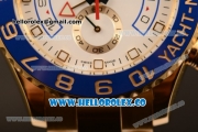 Rolex Yacht-Master II Chronograph Swiss Valjoux 7750 Automatic Yellow Gold Case with White Dial and Dots Markers Blue Bezel (JF)