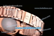 Omega De Ville Ladymatic Swiss Quartz Movement Rose Gold Case Rose Gold Bracelet with Diamond Bezel and Black Dial