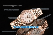 Rolex Datejust Swiss ETA 2671 Automatic Rose Gold Case with White Dial Diamonds Markers and Rose Gold Bracelet (BP)