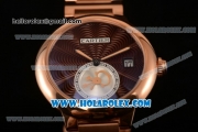 Cartier Rotonde De Miyota Quartz Rose Gold Case/Bracelet with Brown Dial