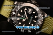 Rolex GMT-Master II Asia Automatic PVD Case with Black Dial and White Markers - Army Green Nylon Strap