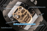 Richard Mille RM 52-01 Swiss ETA 2671 Automatic PVD Case with Black Rubber Bracelet White Markers and Skeleton Dial - 1:1 Original