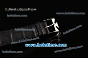 Vacheron Constantin Malte Miyota Quartz Stainless Steel Case with Black Leather Strap White Dial and Stick Markers