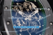 Richard Mille RM 055 Miyota 9015 Automatic PVD Case with Skeleton Dial and Dot Markers Black Rubber Strap Green Inner Bezel